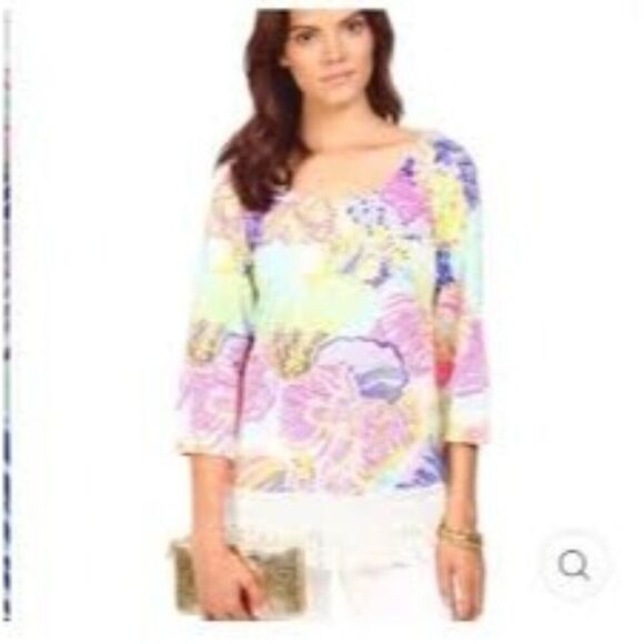 Lilly Pulitzer Alia Fringe Tunic Top Small - Picture 2 of 6